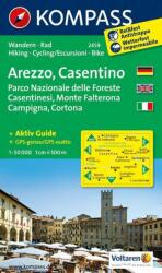 2459. Arezzo turista térkép, Casentino, D/I turista térkép Kompass (2012)