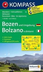 54. Bozen u. Umgebung/Bolzano e dintorni, D/I turista térkép Kompass (2012)
