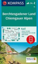 14. Berchtesgadener Land, Chiemgau Alpok turista térkép Kompass Berchtesgadener turista térkép 1: 50e, 4 az 1-ben, 2020 (ISBN: 9783990448403)