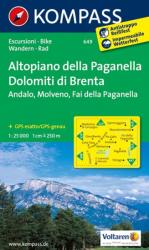 649. Altopiano della Paganella, Dolomiti di Brenta, 1: 25 000 turista térkép Kompass (2012)