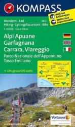 2451. Alpi Apuane, Garfagnana, Carrara, Viareggio, D/I turista térkép Kompass (2012)