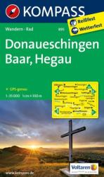 895. Donaueschingen, Baar, Hegau, 1: 35 000 turista térkép Kompass (2012)