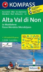 147. Alta Val di Non, Le Maddalene, Passo Mendola, 1: 25 000 turista térkép Kompass (2012)