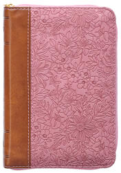 KJV Holy Bible, Mini Pocket Size, Faux Leather Red Letter Edition - Ribbon Marker, King James Version, Pink/Tan, Zipper Closure (ISBN: 9781642728644)