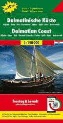 Dalmát tengerpart, Rijeka-Cres-Krk-Kornaten-Zadar-Split, Top 10, 1: 150 000 Freytag térkép AK 7404 (2012)