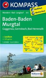 872. BadenBaden, Murgtal, Gaggenau, Gernsbach, Bad Herrenalb, 1: 25 000 turista térkép Kompass (2012)