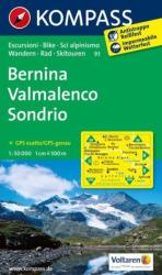 93. Bernina, Sondrio turista térkép Kompass 1: 50 000 (2012)