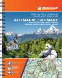 Németország autóatlasz, Ausztria atlasz, Svájc atlasz, Benelux-államok atlasz, Csehország atlasz Michelin 2020 1: 300 000 Németország térkép (ISBN: 9782067235878)