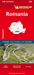 Románia autótérkép - Michelin 738 (ISBN: 9782067259621)