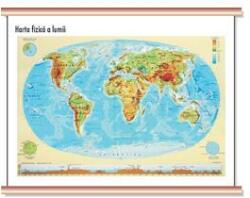 Harta fizică a lumii - mini - plastifiat cu șipci (ISBN: 9789633522448)