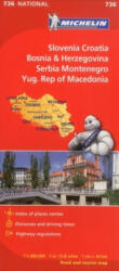 736. Szlovénia autós térkép, Horvátország térkép, Bosznia-Hercegovina, Macedónia térkép Michelin 1/1 Mio (ISBN: 9782067171947)