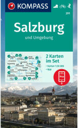 291. Salzburg és környéke turistatérkép, Salzburg Rund um, 2 részes szett Salzburg turista térkép Kompass (ISBN: 9783991214496)