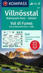 627. Villnösstal/Val di Funes turista térkép Kompass 1: 25 000 (ISBN: 9783991216735)