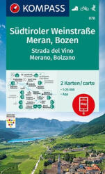 078. Südtiroler Weinstraße, Meran, Bozen turistatérkép szett 2 részes 1: 25 000 turista térkép Kompass (ISBN: 9783990449301)