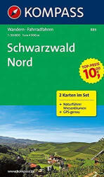 886. Fekete-erdő turista térkép észak, Schwarzwald Nord túratérkép, 2-részes Kompass (ISBN: 9783991215813)