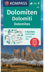 Dolomiten - Dolomites - Dolomiti - Dolomitok 4 db-os túra-, kerékpáros- és sítérkép - 672 (ISBN: 9783991217589)