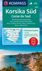 2251. Dél-Korzika térkép Kompass 1: 50 000 Korzika turistatérkép szett a GR20 túraútvonallal (ISBN: 9783991218067)