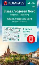 2220. Elsass turista térkép, Vogesen Nord, 2 részes turista térkép szett Kompass (ISBN: 9783991217923)