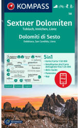 58. Sextner Dolomiten turista térkép Sextner Dolomitok turistatérkép Kompass 1: 50 000 5 db-os térképszett (ISBN: 9783991217558)
