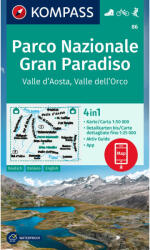 Gran Paradiso Nemzeti Park, Valle d'Aosta, Valle dell'Orco turistatérkép - KOMPASS 86 (ISBN: 9783991217480)