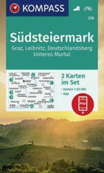 226. Südsteiermark turista térkép Kompass 1: 50 000 Graz, Leibnitz, Deutschlandsberg, Unteres Murtal térképszett (ISBN: 9783991218821)