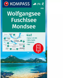 Wolfgangsee, Fuschlsee, Mondsee turistatérkép - KOMPASS 018 (ISBN: 9783991218814)