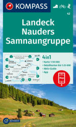 42. Landeck turista térkép, Nauders, Samnaungruppe túra-, sí- és kerékpáros térkép Kompass 1: 9 000 2023 (ISBN: 9783991217886)