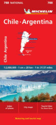788. Chile térkép Michelin 1: 2 000 000 Argentina térkép 2024 (ISBN: 9782067263963)