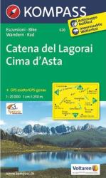 626. Catena dei Lagorai, Cima d'Asta, 1: 25 000 turista térkép Kompass (2013)