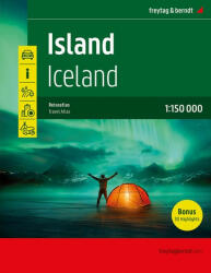 Izland autós atlasz, Izland térkép 1: 150e Izland autóatlasz 2023 (ISBN: 9783707922301)