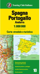 Spanyolország térkép és Portugália térkép TCI 1: 800 000 Andorra 2021 (ISBN: 9788836578030)
