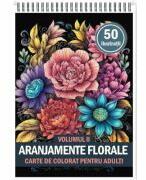 Carte de colorat pentru adulti, 50 de ilustratii, Aranjamente Florale, Volumul 2 (ISBN: 3874783780636)