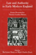Law and Authority in Early Modern England: Essays Presented to Thomas Garden Barnes (ISBN: 9781611493054)