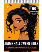 Carte de colorat pentru adulti, 50 de ilustratii, Anime Halloween Girls (ISBN: 3874783780155)