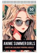 Carte de colorat pentru adulti, 50 de ilustratii, Anime Summer Girls (ISBN: 3874783780582)
