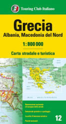 Grecia, Albania, Macedonia del Nord - Görögország, Albánia, Macedonia 1: 800 000 térkép (2023)