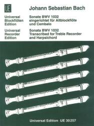 SONATE BWV 1032 EINGERICHTET FÜR ALTBLOCKFLÖTE UND CEMBALO (ISBN: 9786390204853)