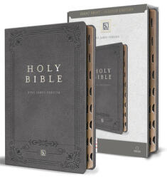 KJV Holy Bible, Giant Print Thinline Large Format, Gray Premium Imitation Leathe R with Ribbon Marker, Red Letter, and Thumb Index (2024)