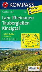 879. Lahr, Rheinauen, Taubergießen, Kinzigtal, 1: 25 000 turista térkép Kompass (2013)