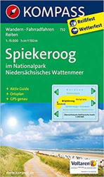 732. Spiekeroog im Nationalpark Niedersächsisches Wattenmeer, 1: 15 000 turista térkép Kompass (2013)