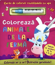 Coloreaza animale de la ferma. Carte reutilizabila cu apa (ISBN: 9786306529551)