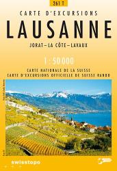 261 T Lausanne turista térkép Landestopographie 1: 50 000 (2012)