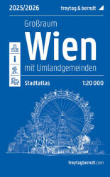Bécs autóatlasz, Bécs városatlasz, Bécs és környéke autós atlasz, Bécs várostérkép Freytag & Berndt 1: 20e 2025/26 (ISBN: 9783707923704)