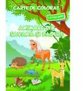 Carte de colorat cu abtibilduri. Animale din Savana si din Padure (2014)