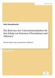 Relevanz der Unternehmenskultur fur den Erfolg von Fusionen, UEbernahmen und Allianzen - Felix Greschkowitz (2000)