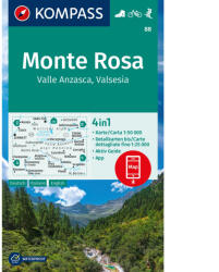 88. Monte Rosa turista térkép Kompass 1: 50 000 2023/27 (ISBN: 9783991218883)