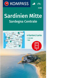 2498. Közép Szardínia térkép, Sardinien Mitte, 4teiliges Set turista térkép Kompass 1: 50 000 2024 (ISBN: 9783991540748)