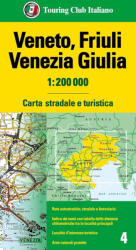 Veneto térkép, Friuli-Venezia Giulia térkép 1: 200e. TCI 2024 (ISBN: 9788836581580)