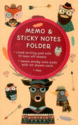 Memo & Sticky Notes Folder: Hipster Animals: Small Folder Containing 7 Sticky Notepads, a Tear-Off Lined Writing Pad, and Gel Pen. - Peony Press (ISBN: 9780754832973)