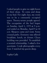 Sophie Calle: The Sleepers - Calle (ISBN: 9781938221347)
